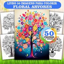 Livro de Colorir Adulto Antiestresse Floral Árvores 50 Desenhos Arvores Terceira Edição COL039-03