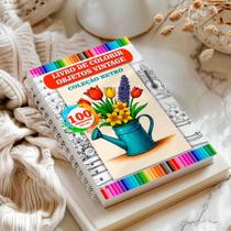 Livro de colorir adulto antiestresse objetos vintage coleção retrô ilustrações fáceis criativas COL-081