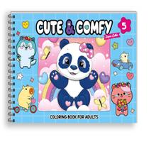 Livro de Colorir Adulto Cute e Comfy Panda Capa Dura Azul, 40 ilustrações Livro de Colorir Adulto Cute e Comfy Panda Capa Dura Azul, 40 ilustrações