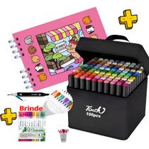 Livro De Colorir Bob Good Para Desenhar + Kit Conjunto 100 Canetinhas Hidrográfica