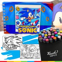 Livro De Colorir Bobs Sonic Capa Dura Com Canetinhas 36 Cores