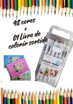 Livro de Colorir + Canetinhas 36, 48 ou 60 cores acrilica ou 36 ou 80 cores touch preta Bobi guds 50 Folhas Caderno de D