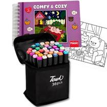 Livro de Colorir Capa Dura Comfy and Cozy Purple Canetas Coloridas Conforto e Criatividade em um Só Lugar Envio Imediato