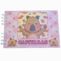Livro de Colorir Capivara estilo Bobbie Goods - Capa Dura - 48 Folhas - Rosa