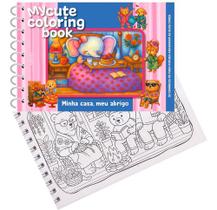Livro De Colorir Coleção My Cute Coloring Book Capa Dura Espiral Folha Acetato