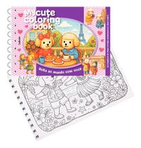 Livro De Colorir Coleção My Cute Coloring Book Capa Dura Espiral Folha Acetato