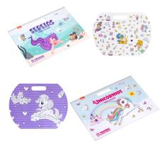 Livro De Colorir Com Adesivos Grande Unicórnio E Sereia Dobro De Diversão Livro De Colorir Com Adesivos Grande Unicórnio E Sereia Dobro De Diversão