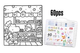 Livro De Colorir Com Kit 60Un Canetas Acrílicas Pintura Artesanato Cores Vibrantes