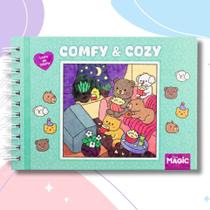 Livro de Colorir Cozy Friends Capa Dura Holográfica 48 Desenhos Estilo Bobbie Goods