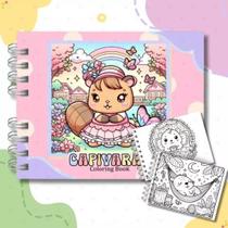 Livro de Colorir Estilo Bobbie Goods CAPIVARA Capa Dura Holográfica 50 Desenhos