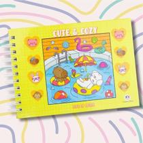 Livro de Colorir Estilo Bobbie Goods Cozy Friends Capa Dura Holográfica 48 Desenhos