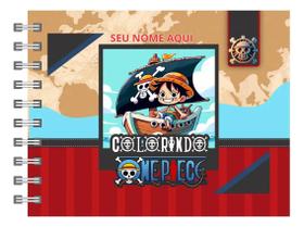 Livro de Colorir Estilo Bobbie Goods ONE PIECE Capa Dura Holográfica 50 Desenhos