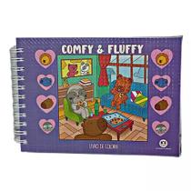 Livro de Colorir Estilo Comfy & Cozy Capa Dura Holográfica 48 Desenhos ROXO