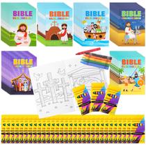 Livro de colorir Gilprop Christian com lápis de cor 336 unidades para crianças Livro de colorir Gilprop Christian com lápis de cor 336 unidades para crianças