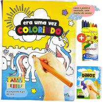 Livro De Colorir Lavável Com Giz De Cera Brinquedo Infantil - Europio
