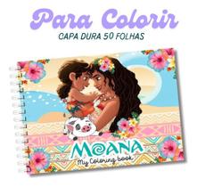 Livro De Colorir Moana Com 50 Desenhos Folhas 180g Capa Dura