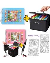 Livro de Colorir ORIGINAL Bobbie Goods Capa Dura COM 80 Canetinhas Touch Brush Ponta Dupla