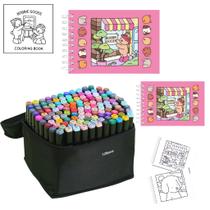Livro de Colorir ORIGINAL Bobbie Goods Capa Dura ROSA 80 Canetinhas Touch Brush Ponta Dupla