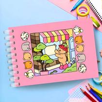 Livro de Colorir Rosa bobbie goods Capa Dura Wide0 com 48 Desenhos Papel 180g Laminação Holográfica e Educativo