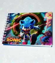 Livro De Colorir Sonic Temático Capa Dura Premium 50 Paginas De Desenhos Original 180g Folha Grossa Acetato