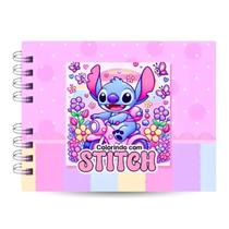 Livro De Colorir Stitch Capa Dura 50 Folhas 180g Rosa Menina