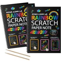 Livro de Desenho Scratch Art MBJRFU - Arco-Íris - Para Crianças a partir de 3 Anos