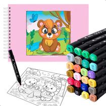Livro De Desenhos Divertidos Colorir + Conjunto 24 Canetinhas Ponta Dupla Livro De Desenhos Divertidos Colorir + Conjunto 24 Canetinhas Ponta Dupla