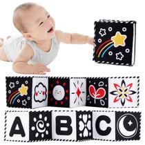 Livro De Pano Sensorial Para Bebês, Preto E Branco, Alto Contraste, Berço Recém-nascido, Brinquedos,