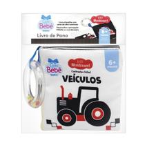Livro De Pano VEÍCULOS Contrastes Fofos C/ Chocalho E Capa Crepitante Baby Montessori - Todolivro