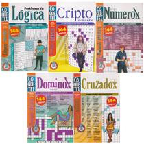 Livro de Passatempos Coquetel Coletanea Probelmas de Lógica, Cruzadox, Dominox Numerox Cripto Cruzada, 144 Pgs