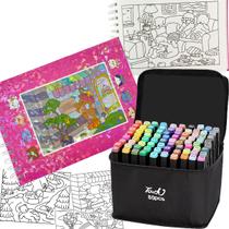 Livro De Pintar Canetinhas 80 Cores Capa Dura 100 Paginas Caneta Permanente Desenho Ursinhos Fofo Divertido Hobbie Lazer