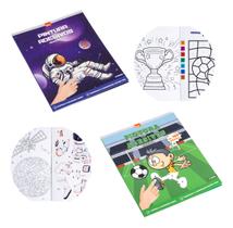 Livro De Pintura Com Adesivos Astronautas & Princesas / Futebol & Unicórnios