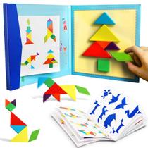Livro de quebra-cabeças Tangram Beestech Wooden Travel Games para crianças de 3 a 8 anos