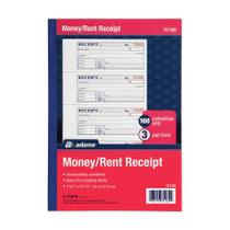Livro de recibos Adams Money/Rent, 3 partes, 100 conjuntos TC1182