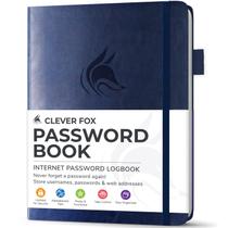 Livro de senhas Clever Fox com abas alfabéticas azul escuro