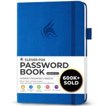 Livro de senhas Clever Fox com abas alfabéticas azul royal