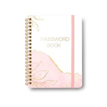 Livro de senhas Tiankool Spiral Password Notebook rosa