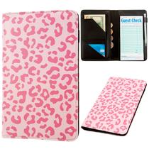 Livro de servidor BECEERE Cute Pink Leather com bolso com zíper