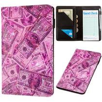 Livro de servidor BECEERE PU rosa com bolso com zíper