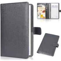 Livro de servidor para garçonete, garçonete, organizador de livros de couro com bolso com zíper, linda carteira de servidor de livros de garçom com fecho magnético, cinza
