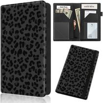 Livro de servidor SDDFRHGH 13x23 cm em couro PU com estampa de leopardo preto Livro de servidor SDDFRHGH 13x23 cm em couro PU com estampa de leopardo preto