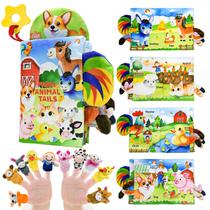 Livro de tecidos Kimicare Farm Animals +10 Finger Puppets 0-18M