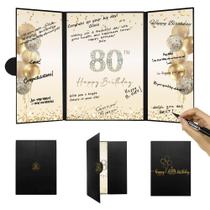 Livro de visitas DARUNAXY Black Gold 80th Birthday Party Decor Livro de visitas DARUNAXY Black Gold 80th Birthday Party Decor