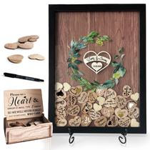 Livro de visitas de casamento Y&K Homish Rustic Green Wreath +80 corações Livro de visitas de casamento Y&K Homish Rustic Green Wreath +80 corações
