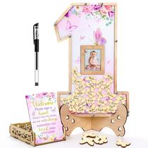 Livro de visitas de decorações de 1º aniversário com moldura para fotos SiliFine