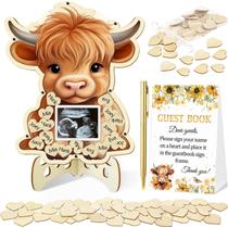 Livro de visitas de decorações para chá de bebê Highland Cow 65 unidades