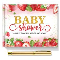 Livro de visitas do chá de bebê Fuyoooo Strawberry com caneta e canto de fotos