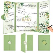 Livro de visitas do chá de bebê HILAVO Greenery Sage Green Oh Baby