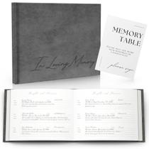 Livro de visitas fúnebres Paige McRae Leather Memory Grey com placa