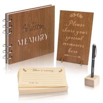 Livro de visitas funerário Creawoo Wooden In Loving Memory Set